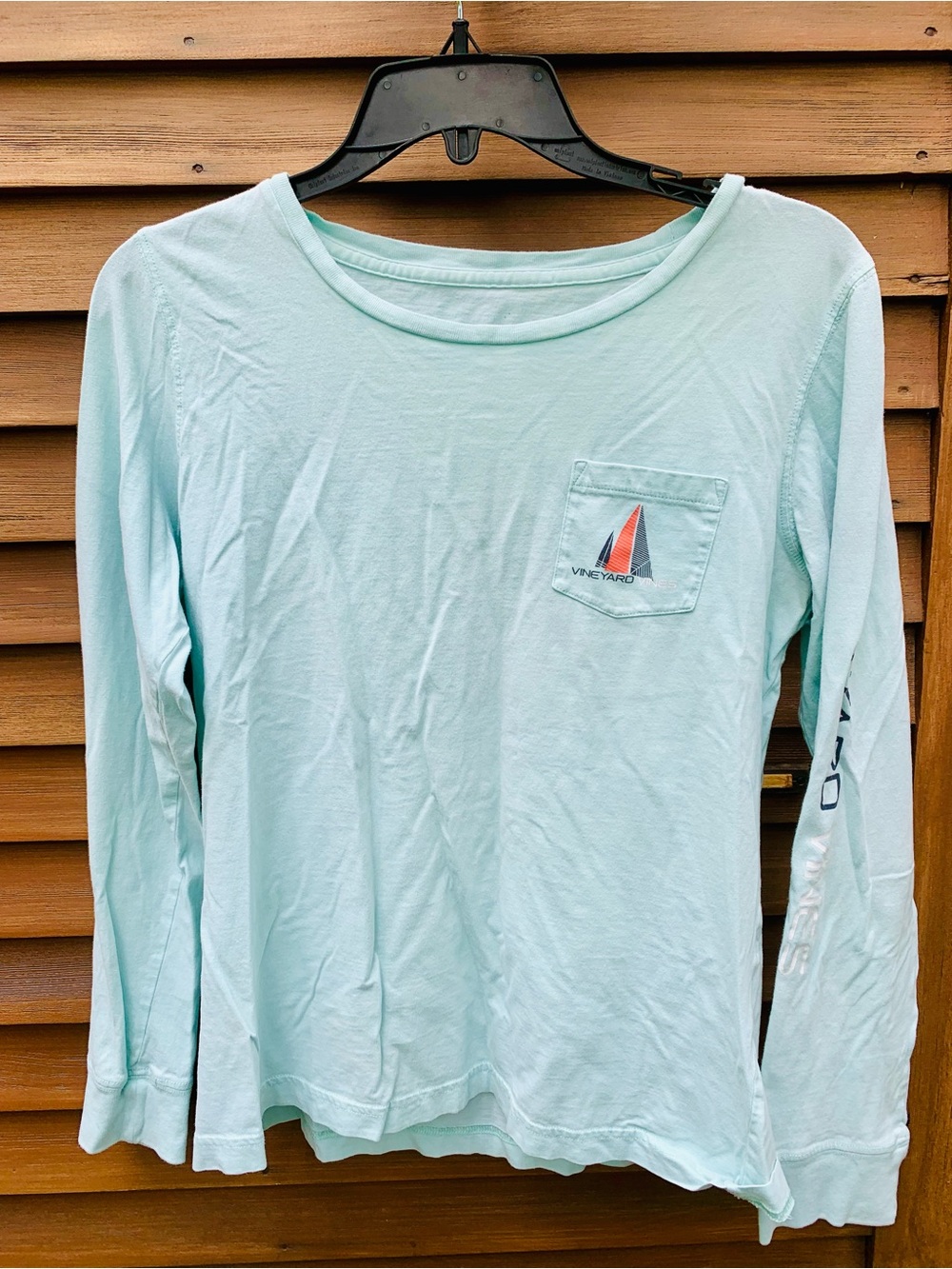 Vineyard Vines Mint Green Long Sleeve Pocket Tee